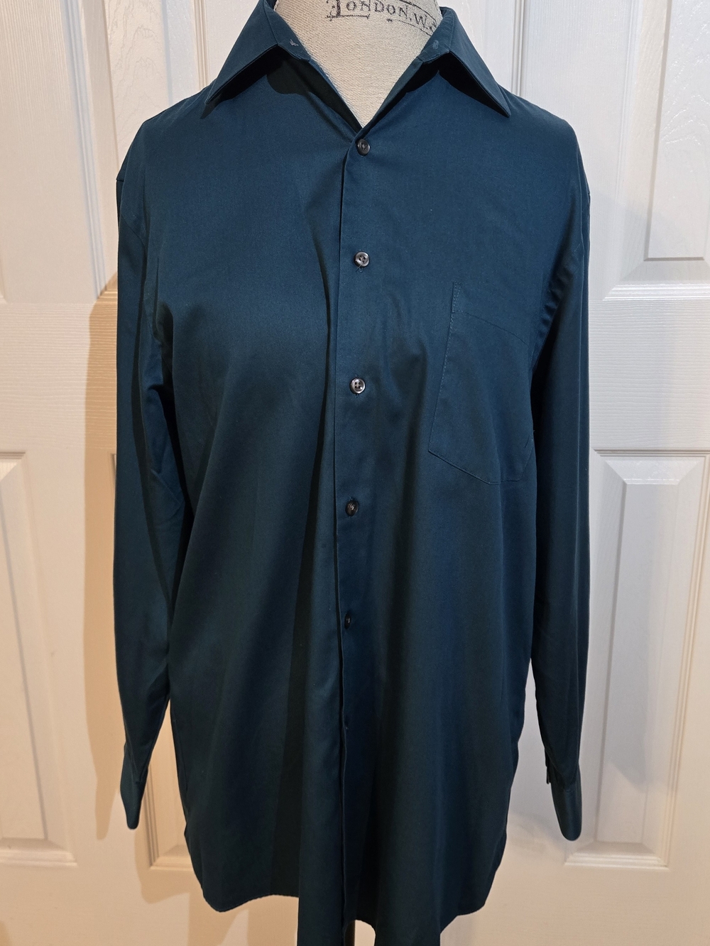 Van Heusen Lux Sateen Men’s Dress Shirt Teal Blue 16 32/33